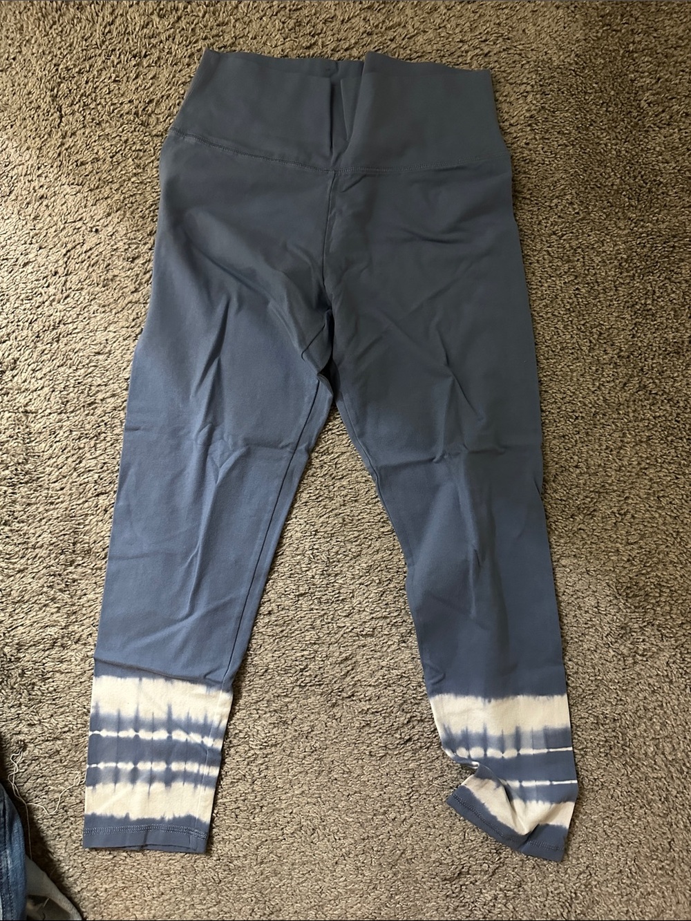 aerie Blue Leggings with White Tie-Dye Hem